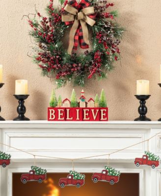 14" L Christmas Wooden House or Brush Trees Table Decor