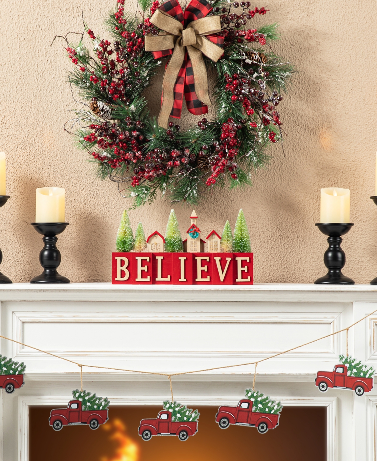 Glitzhome 14" L Christmas Wooden House Or Brush Trees Table Decor In Multi