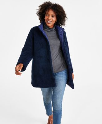 Style & Co Petite Reversible Quilted & Sherpa Jacket, Created for Macy's