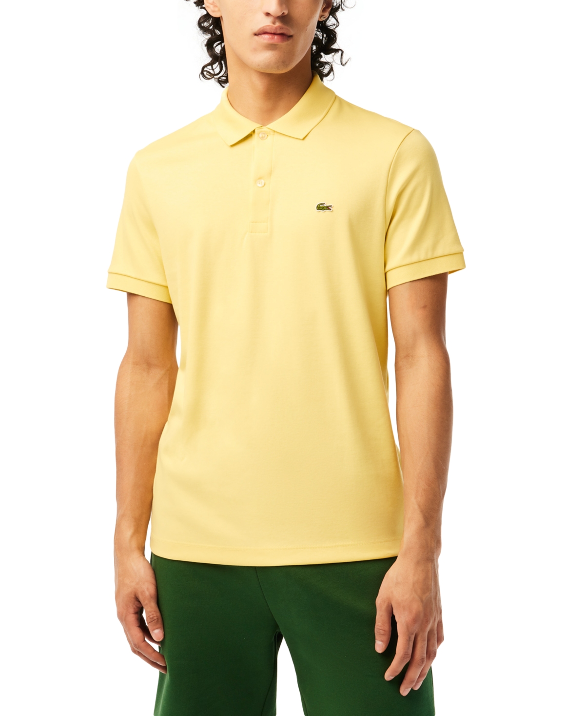 Lacoste Men's  Regular Fit Soft Touch Short Sleeve Polo In Yellow