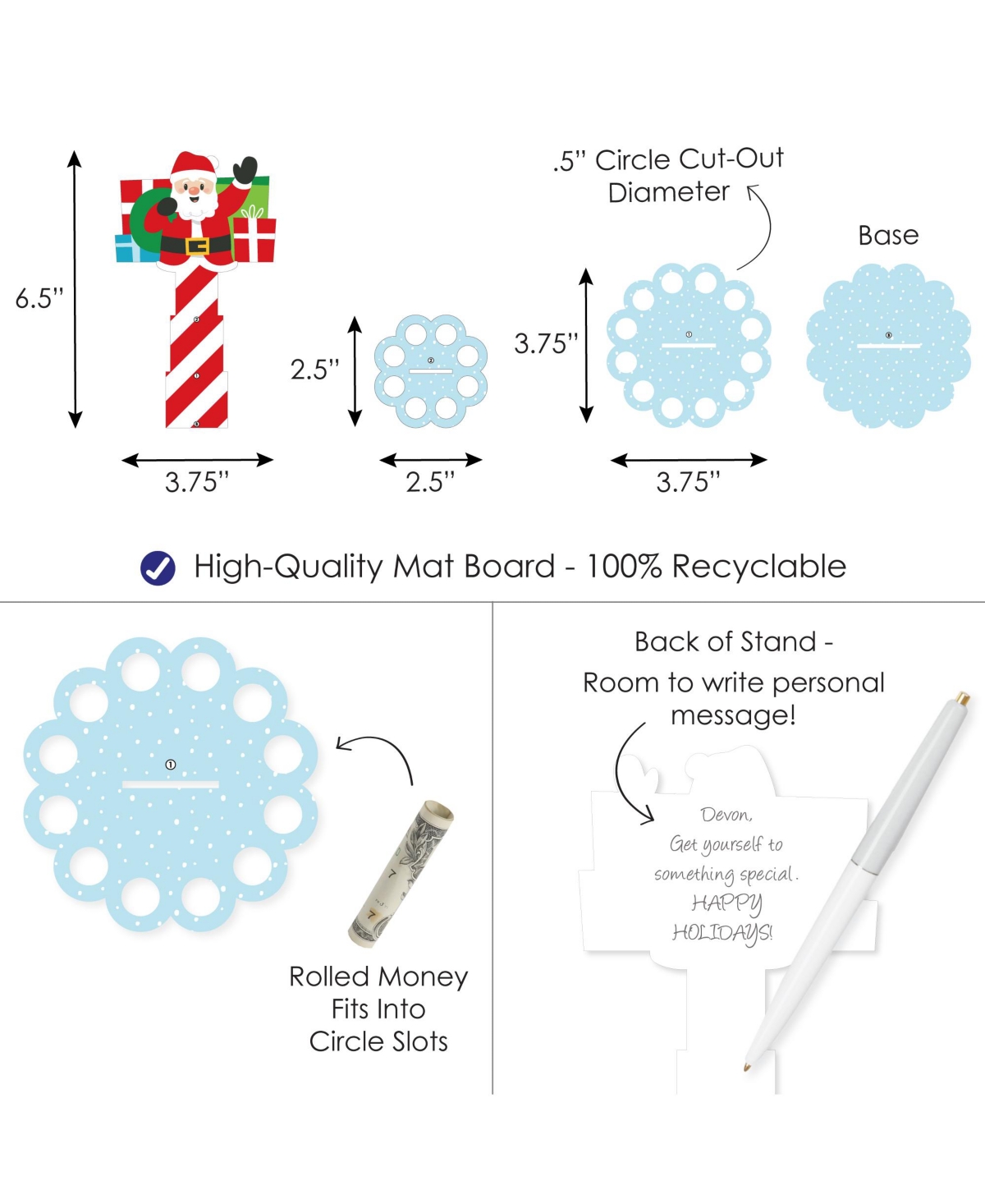 Big Dot of Happiness Very Merry Christmas - Diy Holiday Santa Claus Party Money Holder - Cash Cake - Assorted Pre-pack