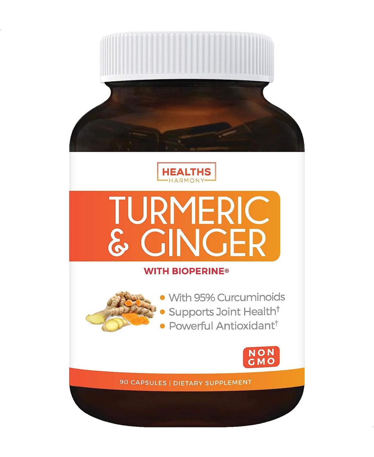 Turmeric and Ginger with 95% Curcuminoids & Bioperine (Non-gmo) 1980mg Per Serving - Joint Support Supplement with Black Pepper Extrac