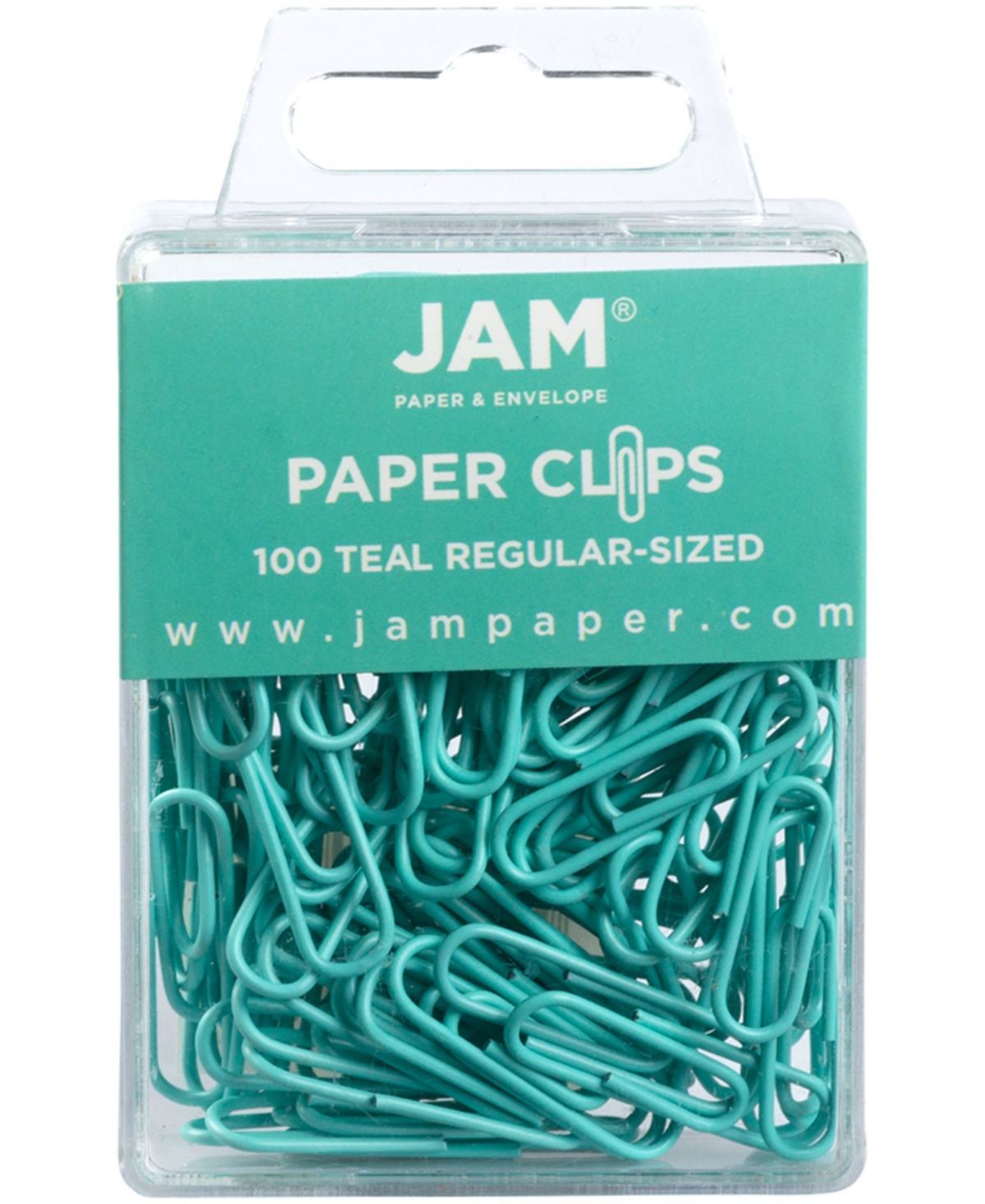 Colorful Standard Paper Clips - Regular 1" - Paperclips - 100 Per Pack - Teal