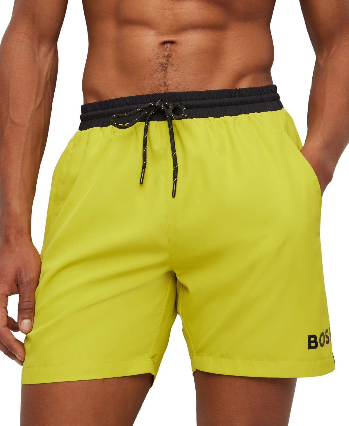 HUGO BOSS BOSS BY HUGO BOSS MEN'S CONTRAST-LOGO SWIM SHORTS