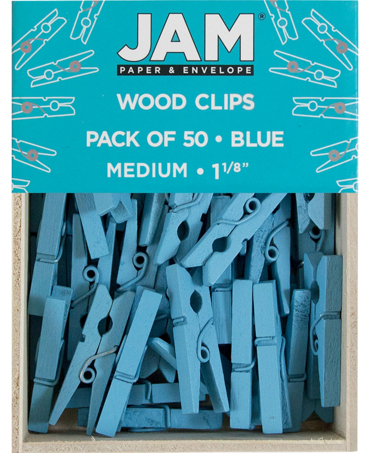 Jam Paper Wood Clip Clothespins In Blue