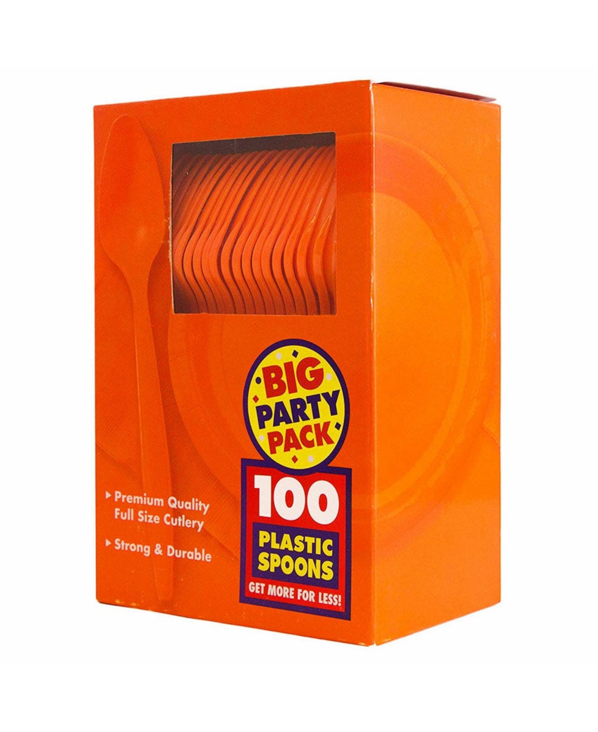 Jam Paper Big Party Pack Of Premium Plastic Spoons In Orange