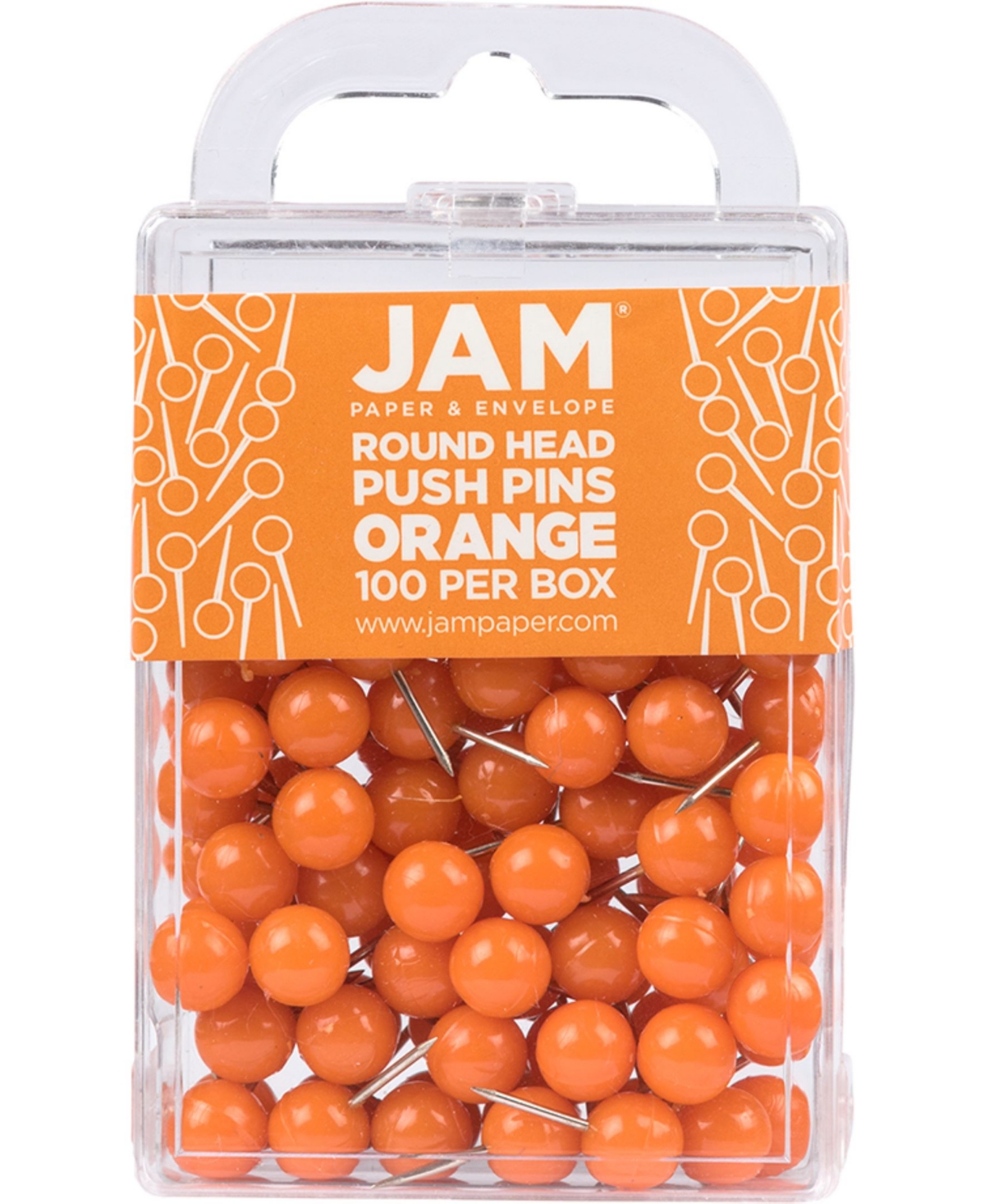Jam Paper Colorful Push Pins In Orange