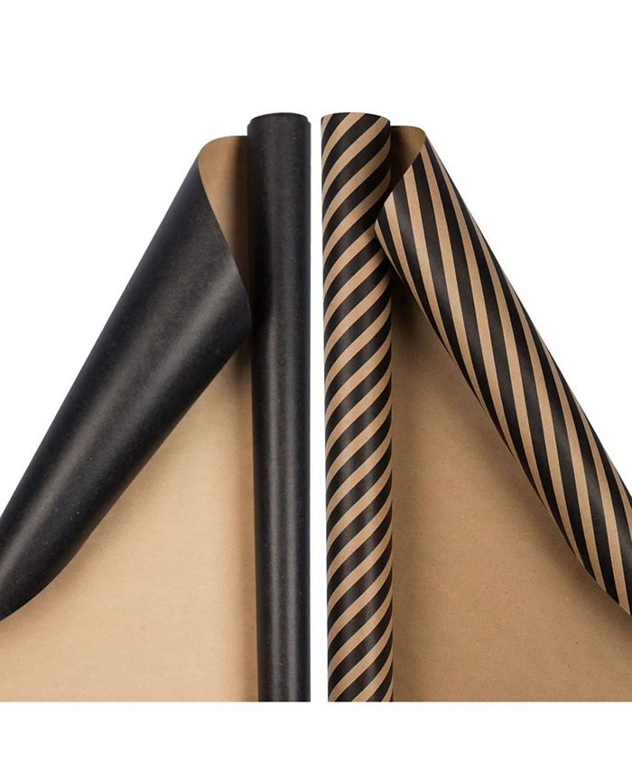 JAM Paper GiFoot Wrap - Stripes Solids Combo Wrapping Paper - 50 Square ...
