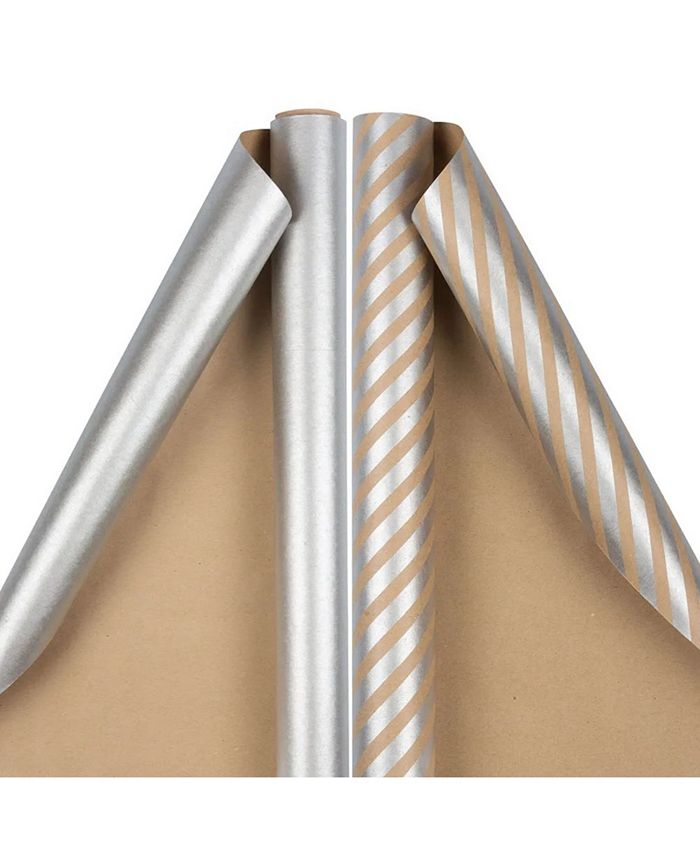 JAM Paper GiFoot Wrap - Stripes Solids Combo Wrapping Paper - 50 Square ...