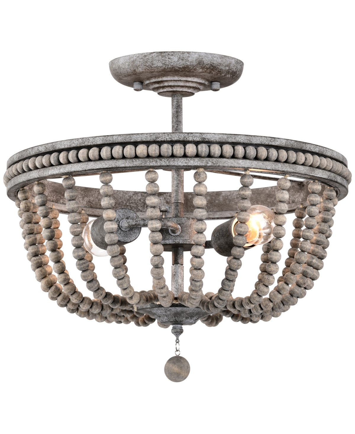 Home Accessories Pocany 16" 2-light Indoor Finish Semi-flush Mount Ceiling Light With Light Kit In Weathered Gray