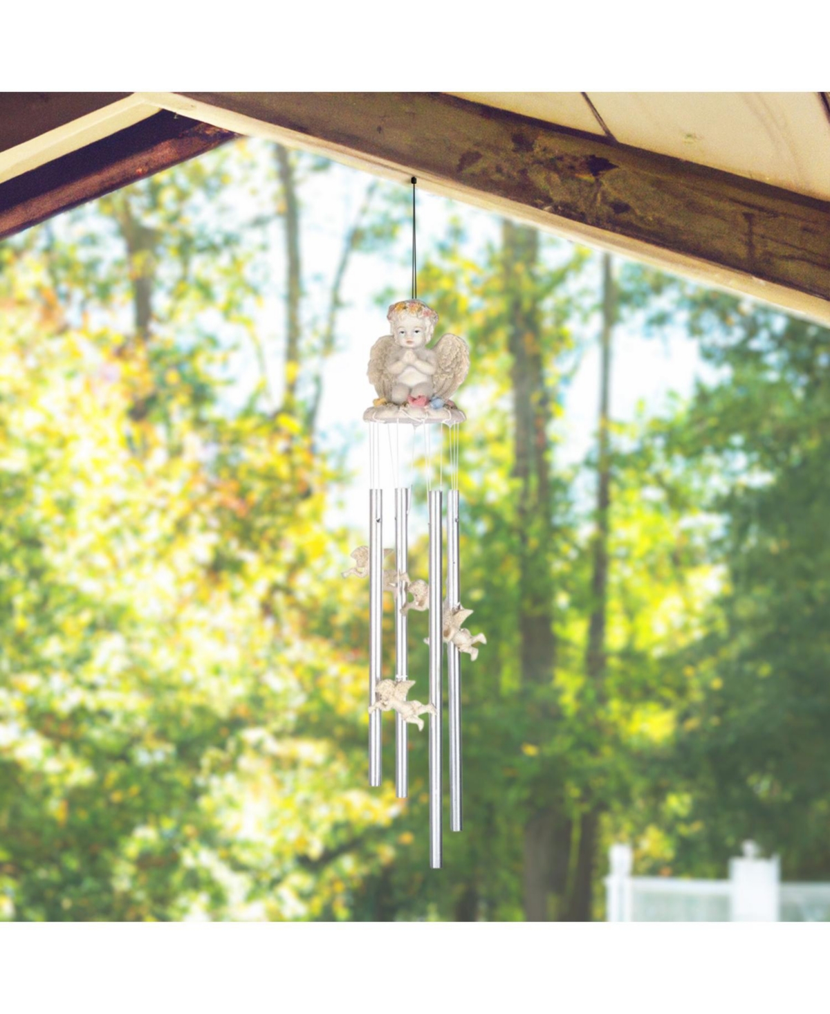 Fc Design Long Cherub Praying Round Top Wind Chime Home Decor Perfect Gift for House Warming, Holidays and Birthdays