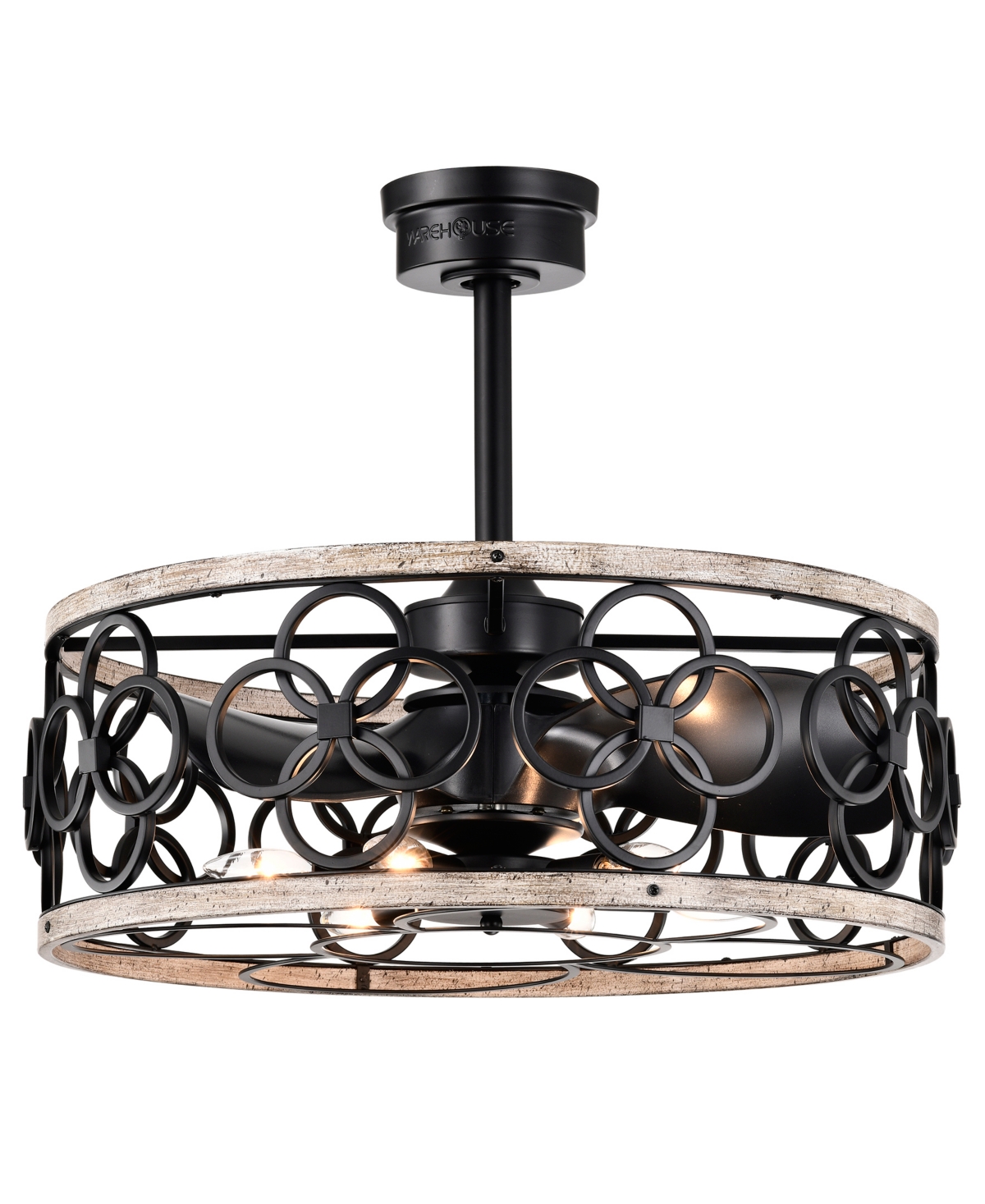 Home Accessories Luo 25" 6-light Indoor Finish Ceiling Fan With Light Kit In Matte Black And Faux Wood Grain