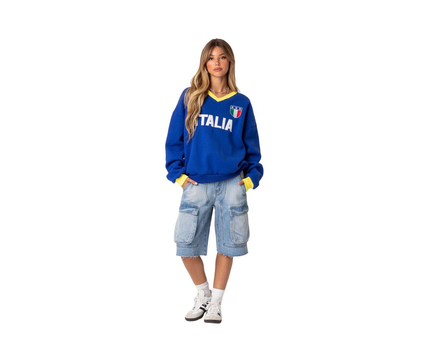 Женский свитшот Edikted France Oversized Sweatshirt, цвет: Синий — фото 2