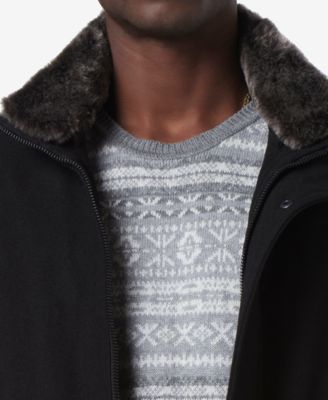 Men's Brooks Melton Wool Car Coat with Faux Fur Collar