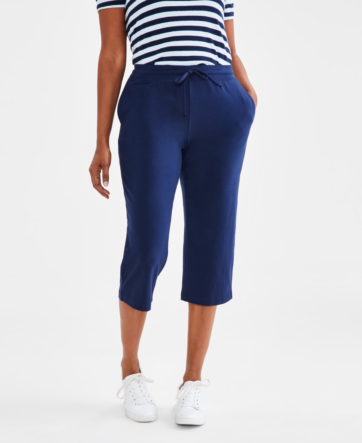 Shop Style & Co Petite Solid-knit Mid-rise Capri Pants, Created For Macy's In Bright White