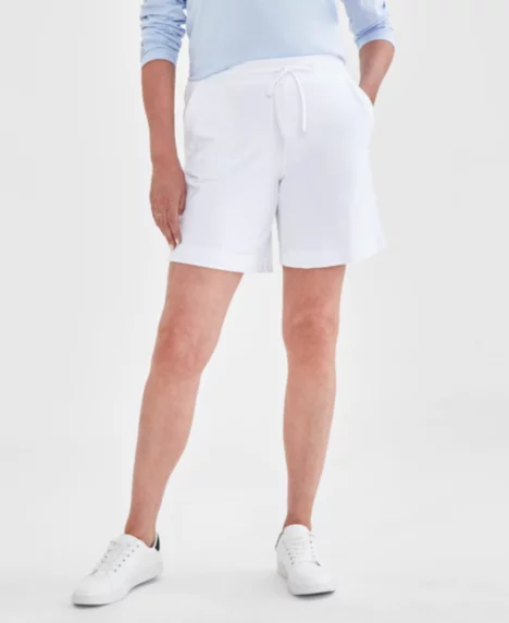 Petite Mid-Rise Drawstring Shorts - Bright White