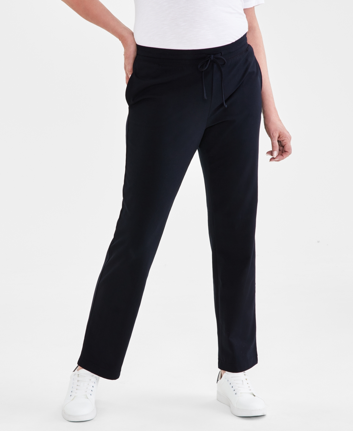 Shop Style & Co Petite Mid-rise Pull-on Pants, Petite & Petite Short, Created For Macy's In Deep Black