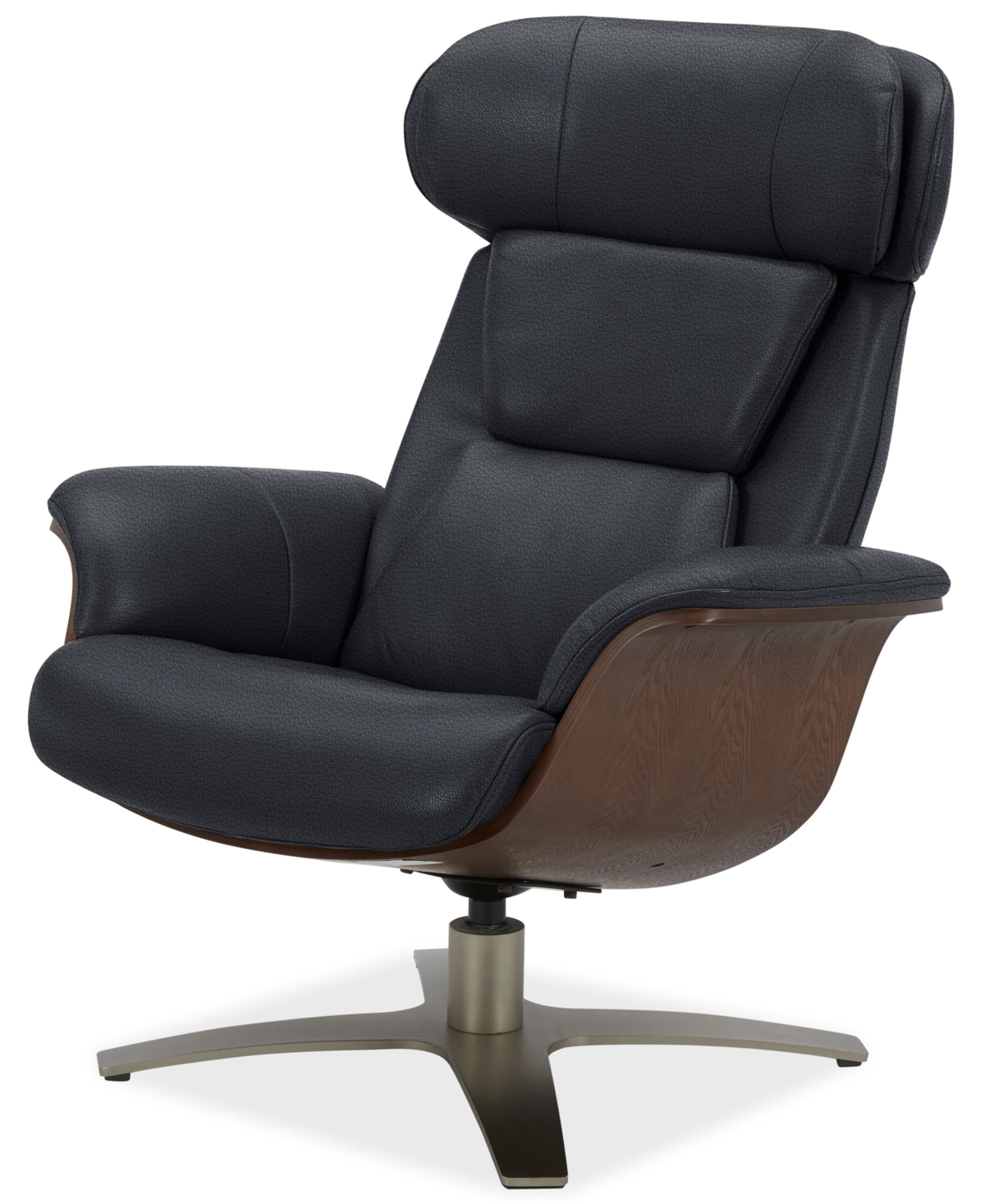 Furniture Janer Leather Swivel Chair, Created For Macy's In Black