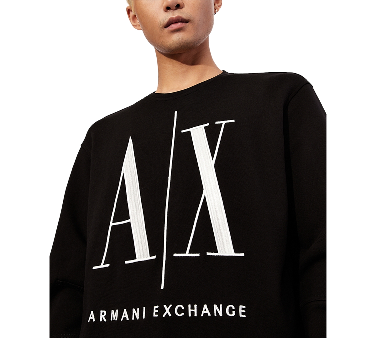 A X Armani Exchange Men's Icon Logo Pullover Sweatshirt In Black