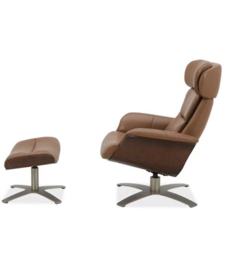 Janer Leather Swivel Chair & Ottoman Set, Created for Macy's
