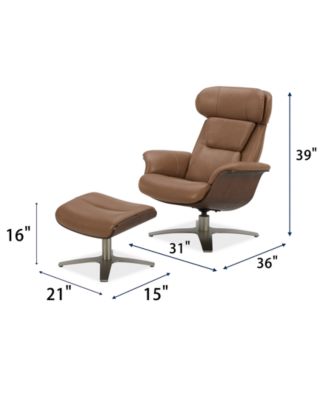 Janer Leather Swivel Chair & Ottoman Set, Created for Macy's