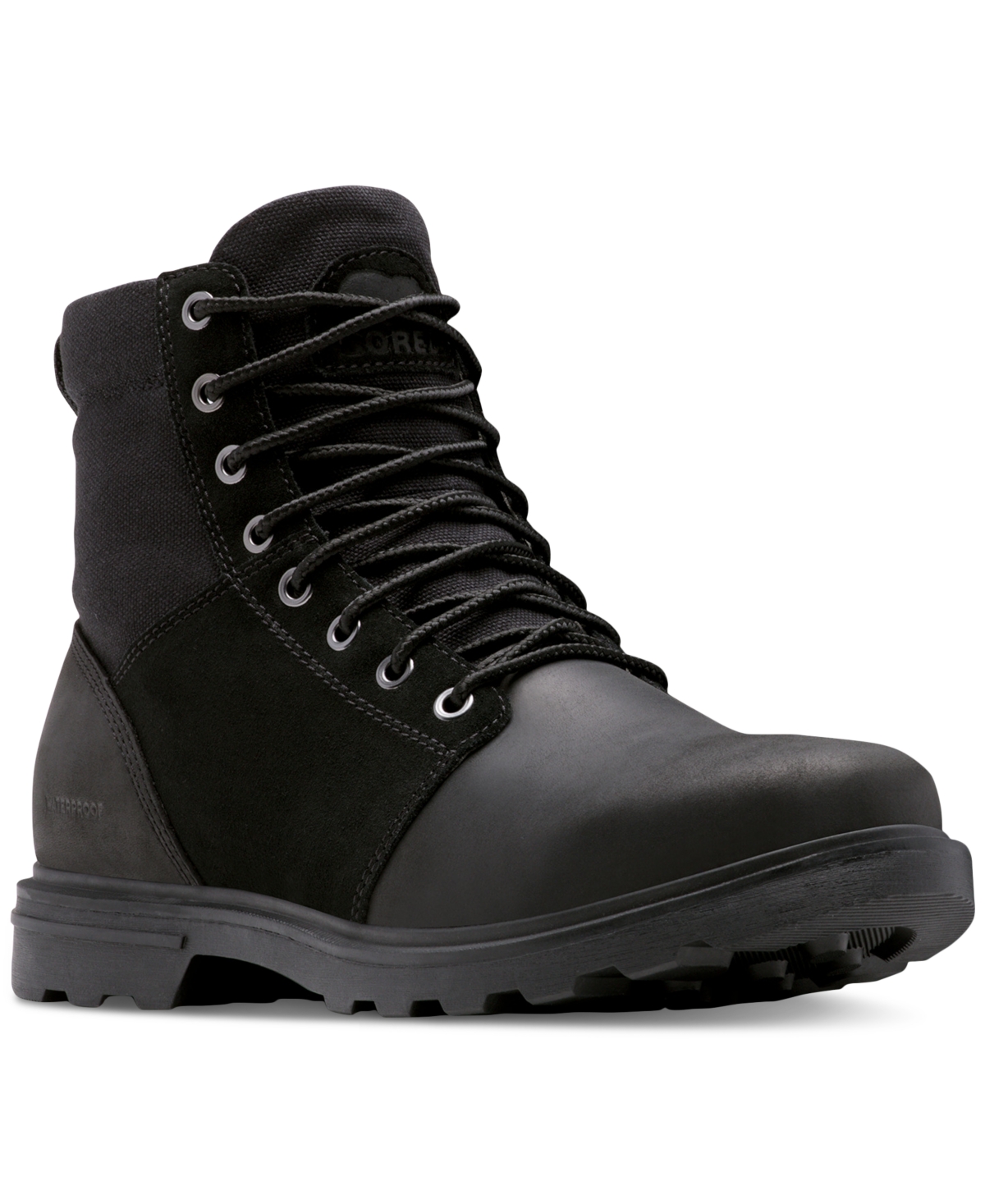 Shop Sorel Men's Carson Six Waterproof Boots In Black,dark Stone