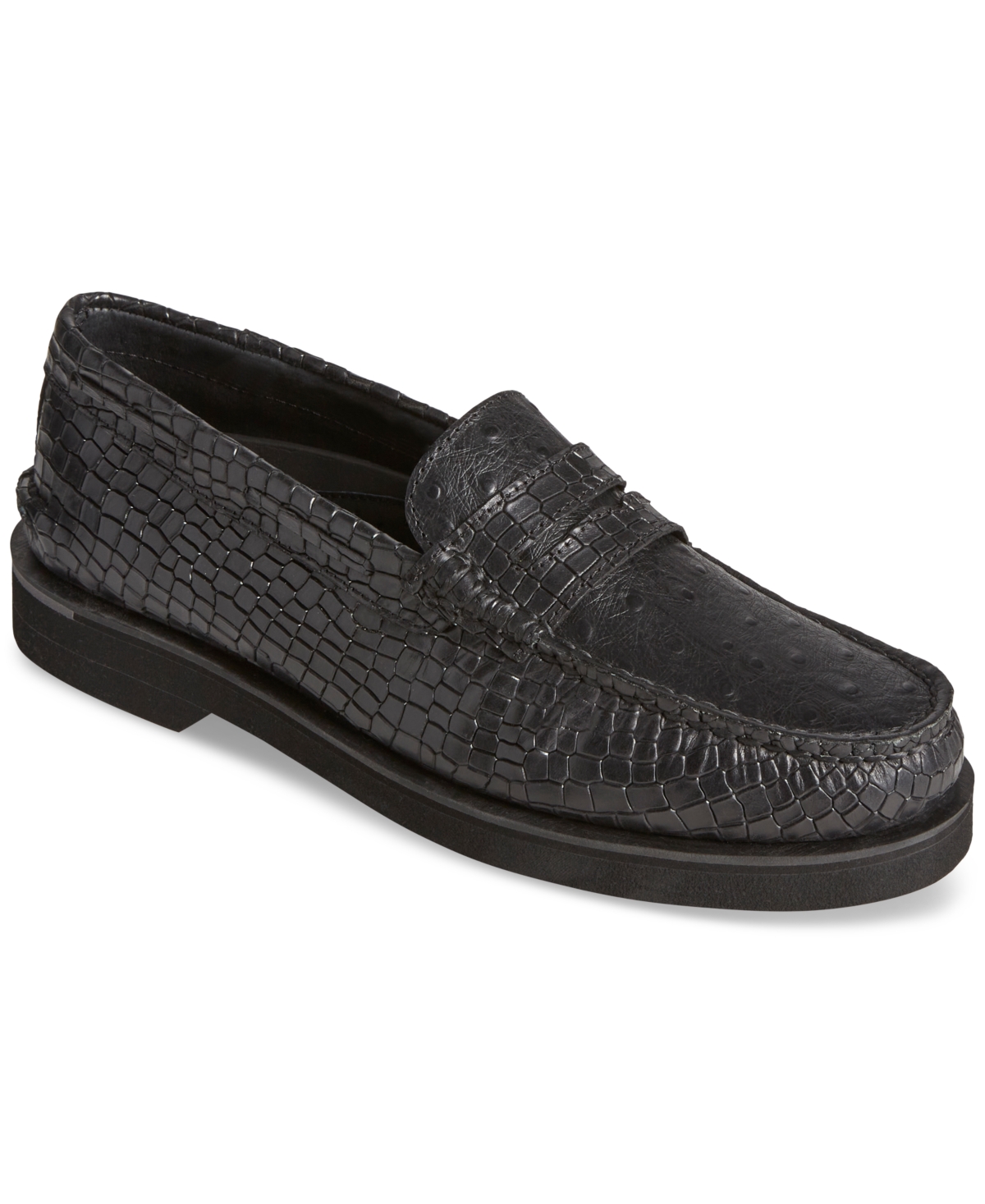 Sperry Men's Authentic Original Double Sole Crocodile Patterned Penny Loafer In Black