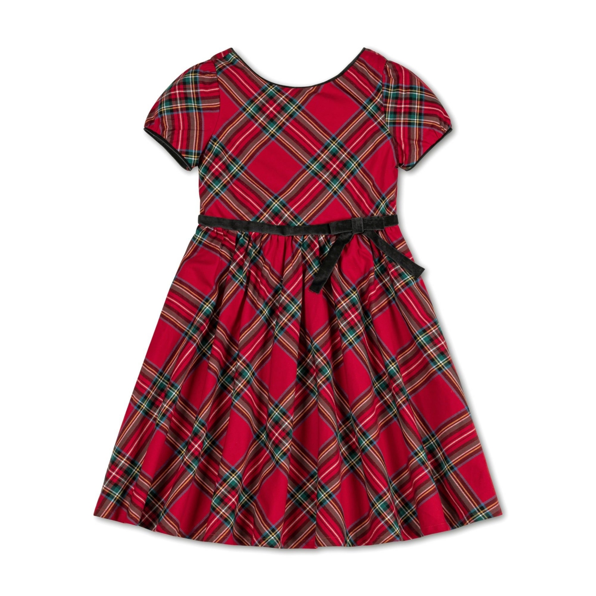 Hope & Henry Big Girls Puff Sleeve Party Dress with Velvet Trim
