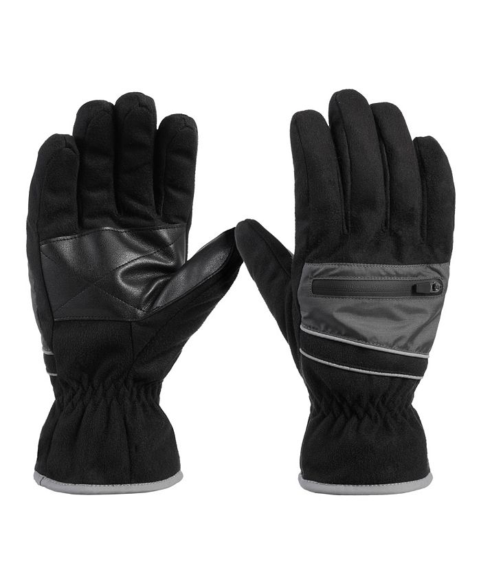 Isotoner Signature Men's Microsuede Water Repellent Gloves with Zipper