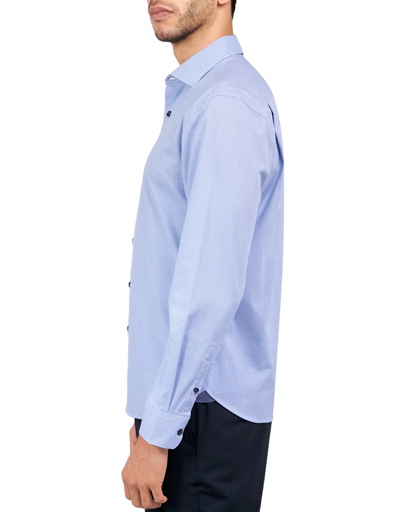 Мужская рубашка MICHELSONS OF LONDON Regular-Fit Gingham Dot Dress Shirt, цвет: Синий — фото 3