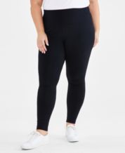 Sexy Solid Regular Black Plus Size Leggings (Women's)