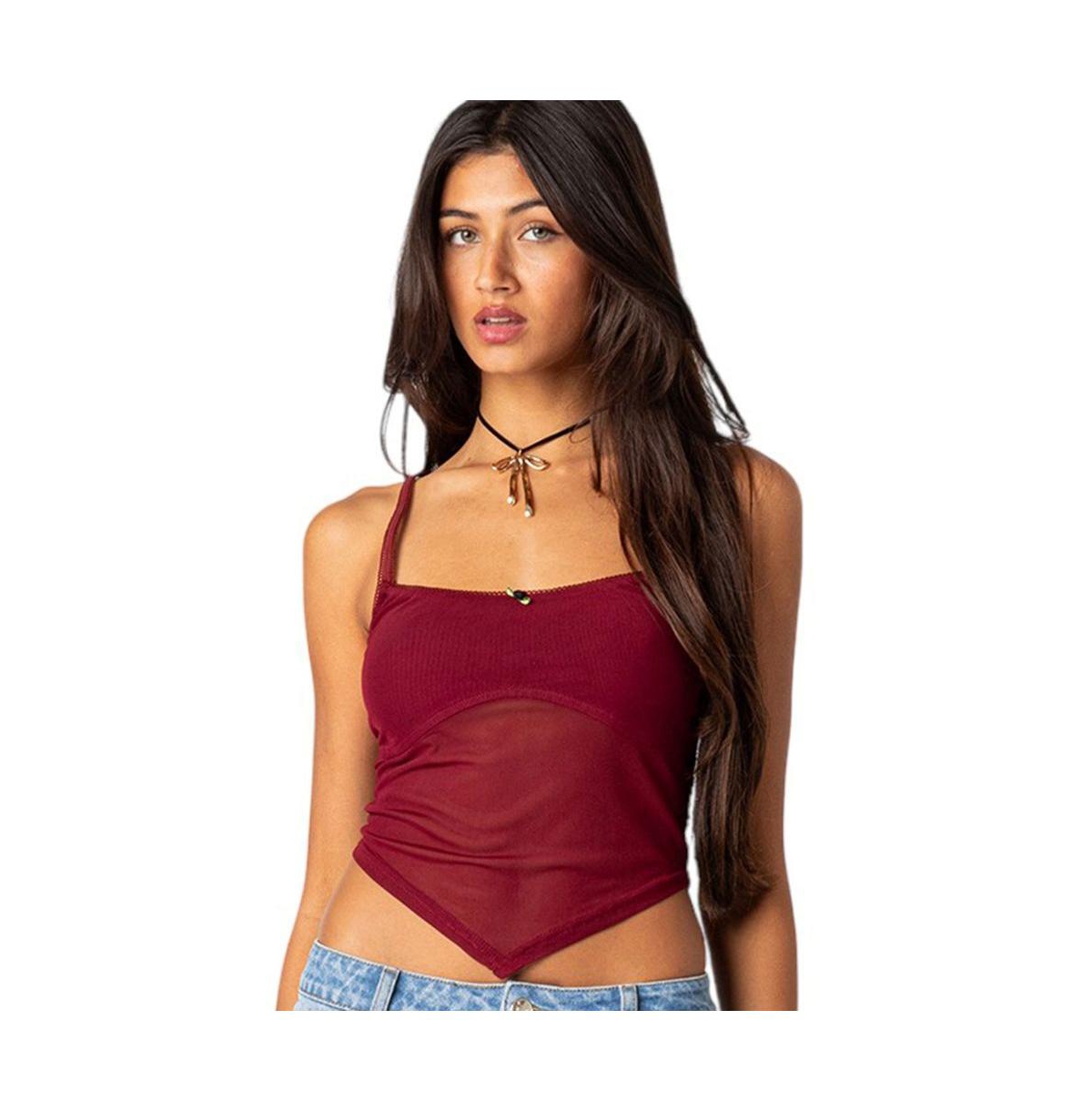 EDIKTED WOMEN'S CRESSIDA SHEER MESH TANK TOP