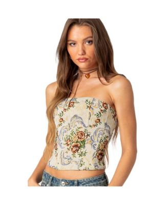 Floral Tapestry Strapless Bustier Small popular