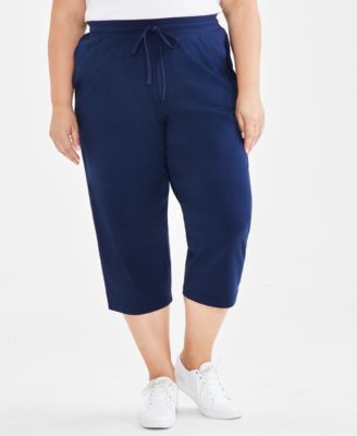 Plus Size Knit Pull-On Capri Pants, Exclusively at Macy's