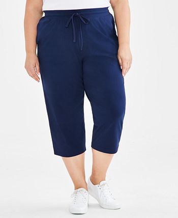 Plus size knit capri pants sales