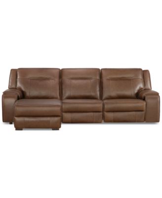 CLOSEOUT! Hansley 3-Pc. Zero Gravity Leather Sectional with Power Recliner and Chaise, Created for Macy's