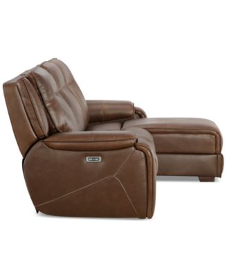 CLOSEOUT! Hansley 3-Pc Zero Gravity Leather Sofa with 2 Power Recliners and Chaise, Created for Macy's