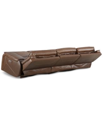CLOSEOUT! Hansley 3-Pc Zero Gravity Leather Sofa with 2 Power Recliners and Chaise, Created for Macy's