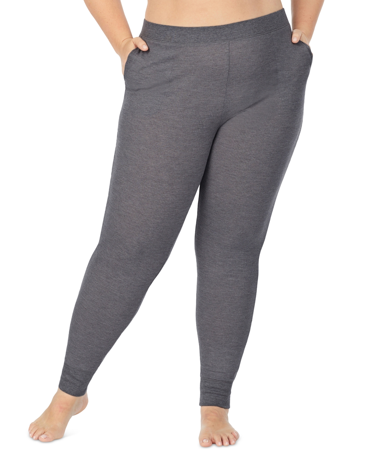 Plus Size Stretch Thermal Mid-Rise Leggings - Stone Grey Heather