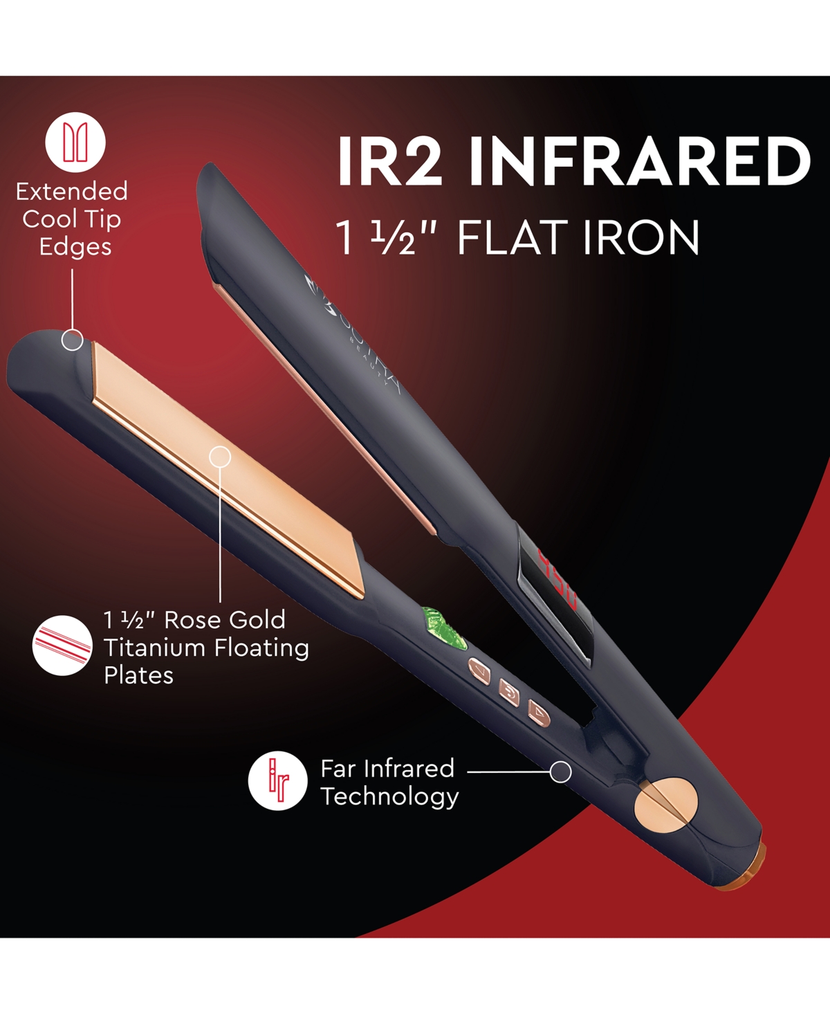 Shop Sutra Beauty Ir2 1.5" Infrared Flat Iron With Far Infrared Technology In Black And Rose Gold