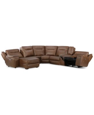 CLOSEOUT! Hansley 6-Pc Zero Gravity Leather Sectional with Power Recliner and Chaise, Created for Macy's