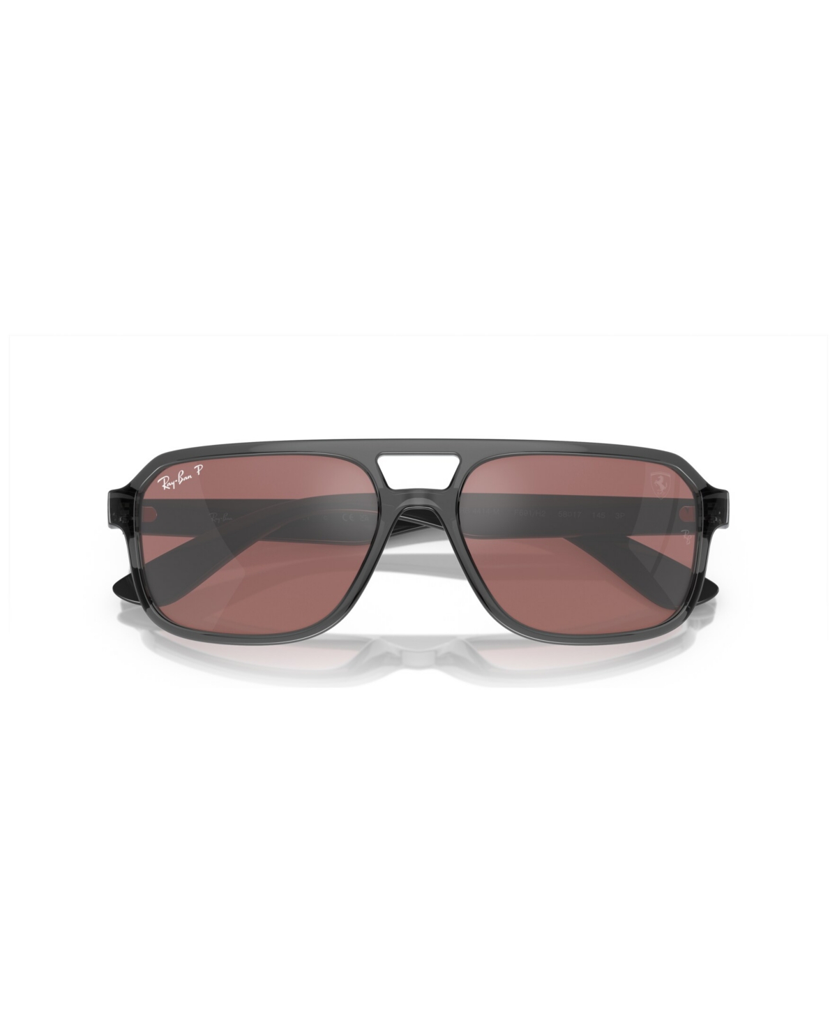 Ray Ban Rb4414m Scuderia Ferrari Collection Sunglasses Transparent Grey Frame Silver Lenses Polarized 58-17 In Transparent Gray