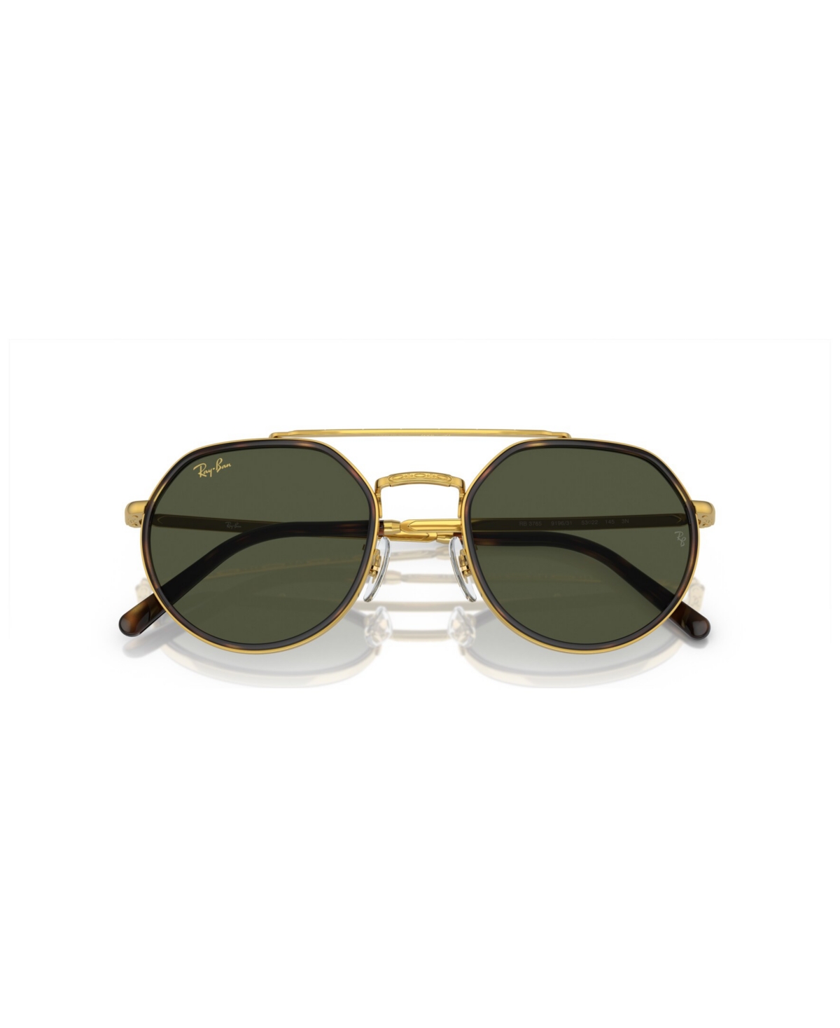 Ray Ban Rb3765 Sunglasses Legend Gold Frame Green Lenses 53-22 In Legend Gold