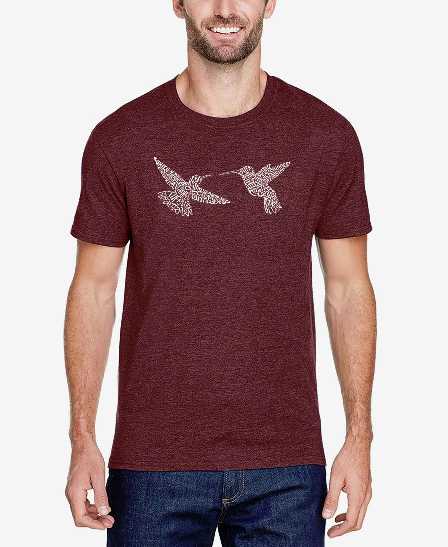 Мужская футболка LA Pop Art Cotton/Poly Blend Word Art - Hummingbirds, цвет: Чёрный — фото 4