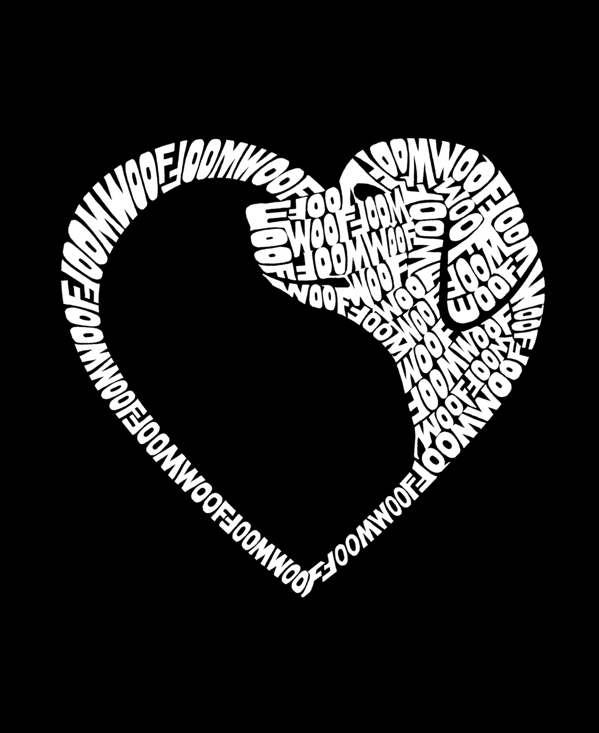 La Pop Art Men's Dog Heart Word Art Hooded Sweatshirt