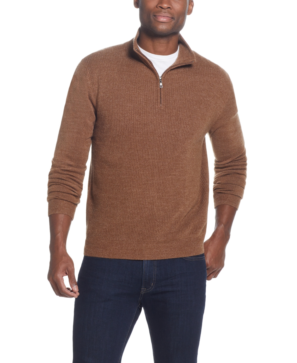 Men's Soft Touch Textured Quarter-Zip Sweater - Pewter Heather