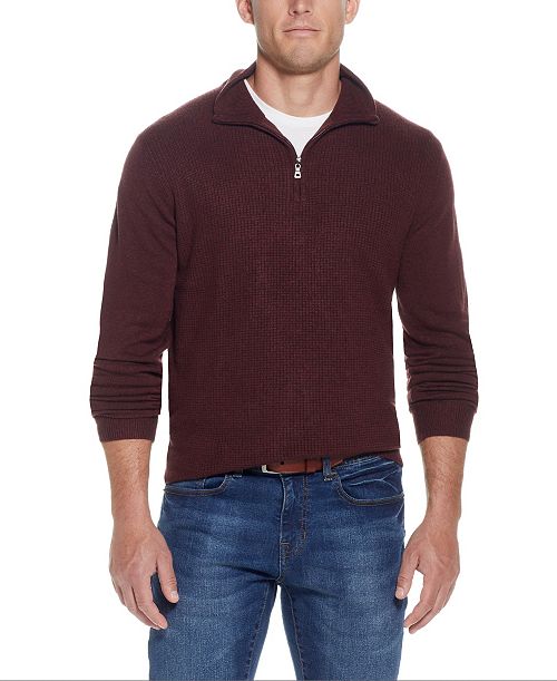 alfani Weatherproof Vintage Men's Soft Touch Textured Quarter-Zip Sweater Men's Fashion & Accessories