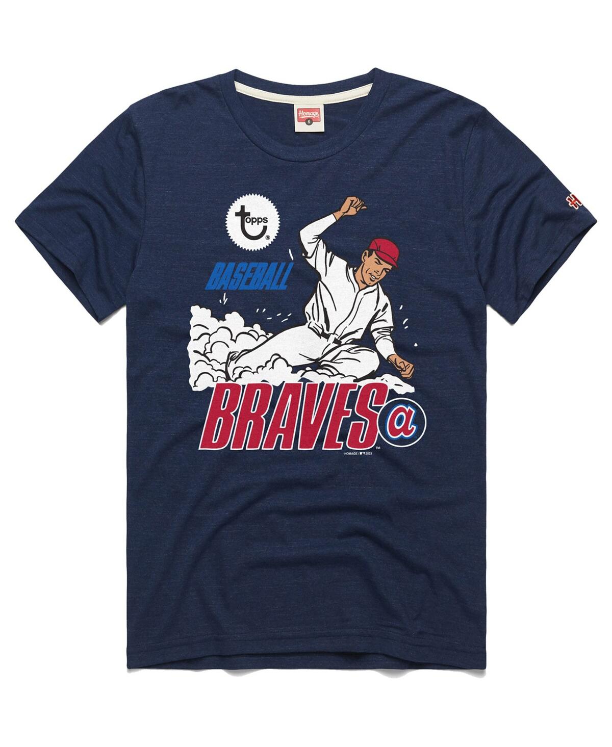 Homage Men's  X Topps Navy Atlanta Braves Tri-blend T-shirt