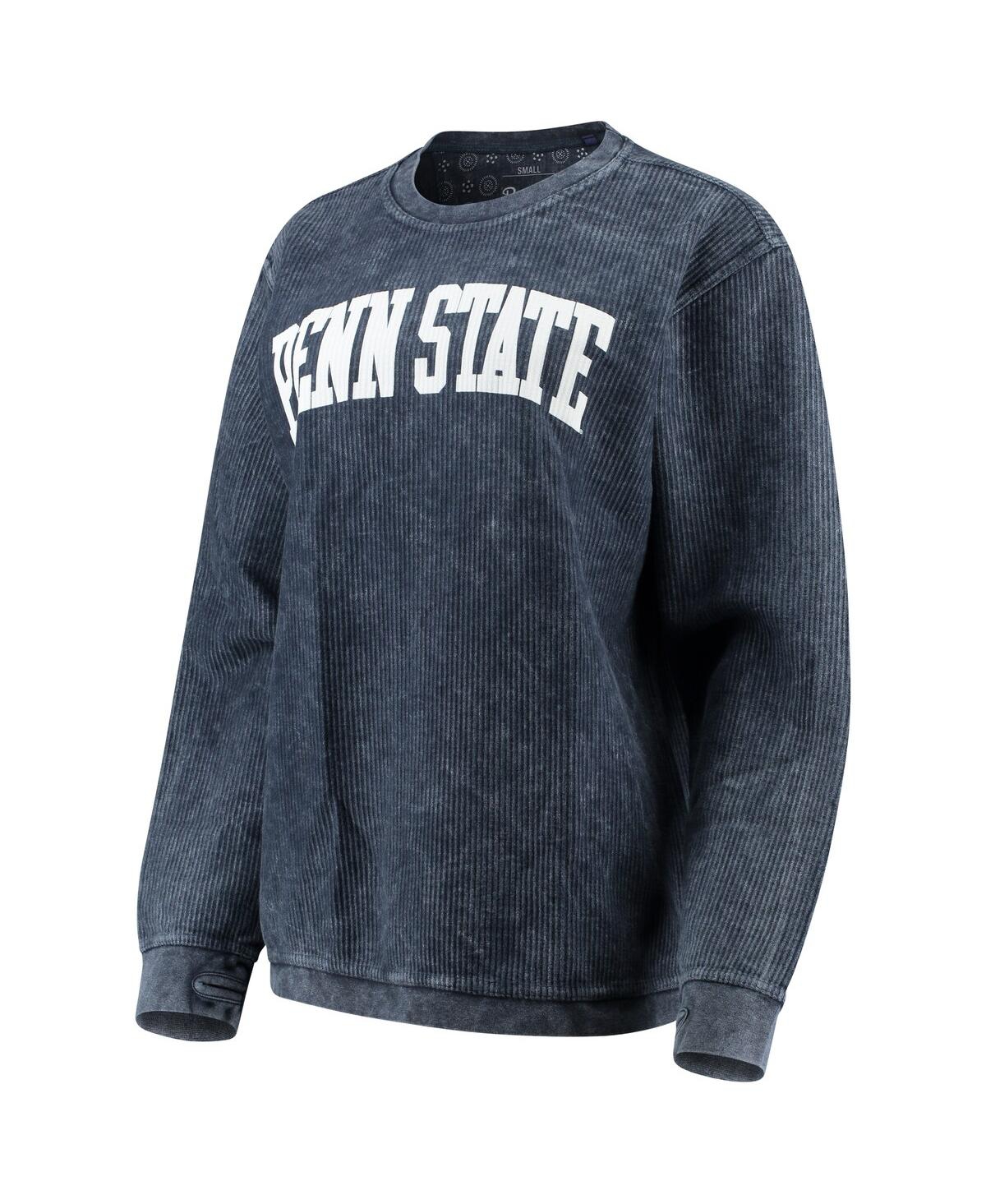 Shop Pressbox Women's  Navy Penn State Nittany Lions Comfy Cord Vintage-like Wash Basic Arch Pullover Swea
