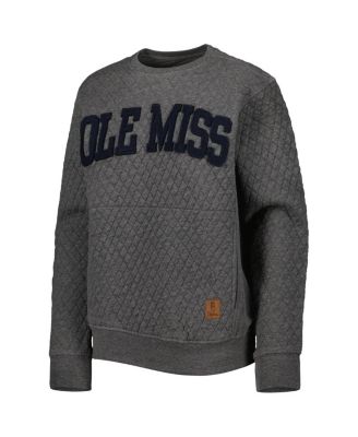 Women's Heather Charcoal Ole Miss Rebels Moose Quilted Pullover Sweatshirt